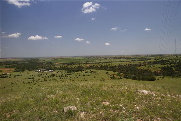 Rydell Ranch - field 2 - 2 mounds with 100' deep "red rock" canyons in between  visibility of up to 30 miles from the top of the mound Covered in mostly in eastern red cedar and some oak trees with native grasses. features slot canyons and waterfalls.  (7/28/2021 - Credits: Jeffrey Rydell)