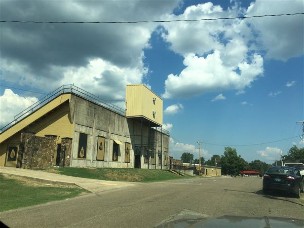 Broken Bow Memorial Stadium (Savage Stadium) - Old rock stadium surrounds old dirt style football field. (9/2/2019 - Credits: Charity O'Donnell)