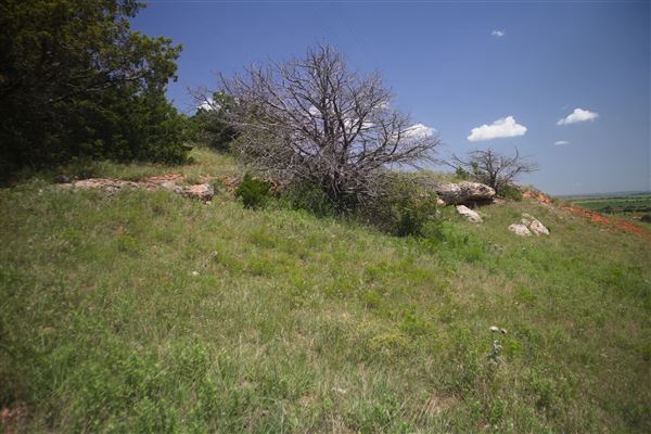 Rydell Ranch - field 2 - 2 mounds with 100' deep "red rock" canyons in between  visibility of up to 30 miles from the top of the mound Covered in mostly in eastern red cedar and some oak trees with native grasses. features slot canyons and waterfalls.  (7/28/2021 - Credits: Jeffrey Rydell)